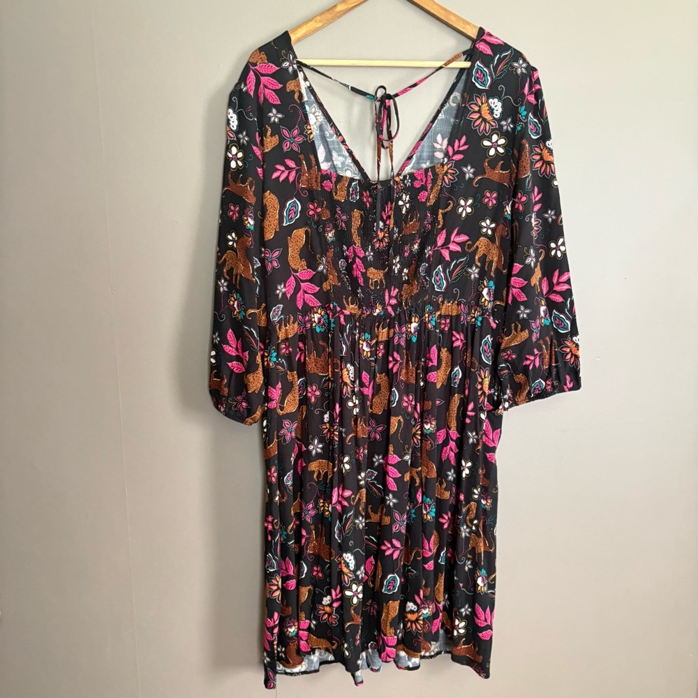 NWT Torrid Mini Rayon Slub Balloon Sleeve Twist Front Dress Size 2X - Picture 4 of 8